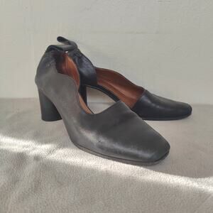 Gray Matters Yune Ho Cut Out Heels Womens 7 37 Black Leather Block‎ Heel D'Orsay